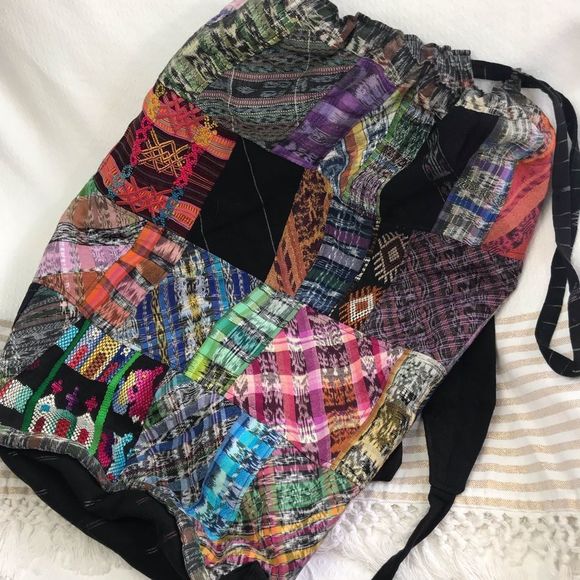 HUGE Handcrafted Vintage Guatemalan Colorful Patchwork Artisan Cotton Backpack main image 7